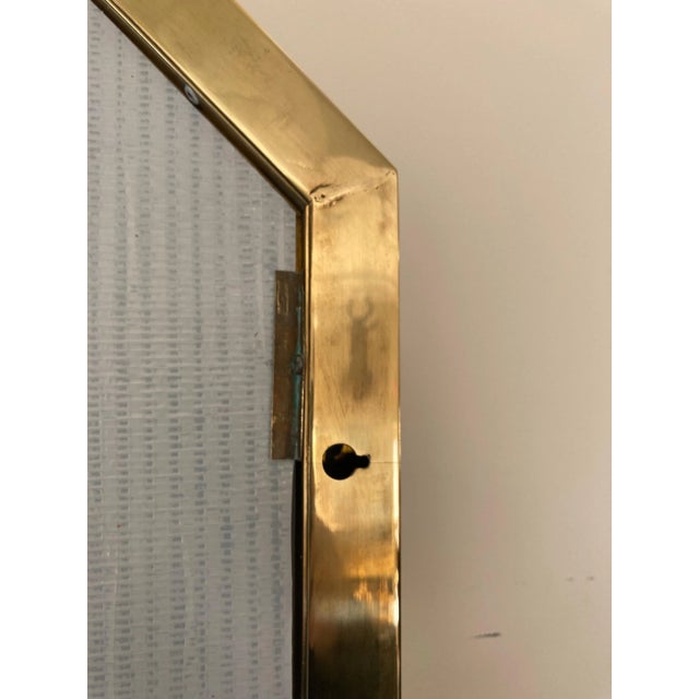 Metal 1970s Brass Lattice Framed Modern Mirror For Sale - Image 7 of 9