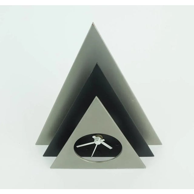 Postmodern Postmodern Style Black and Silver-Gray Metal Table Clock, 1980s For Sale - Image 3 of 8