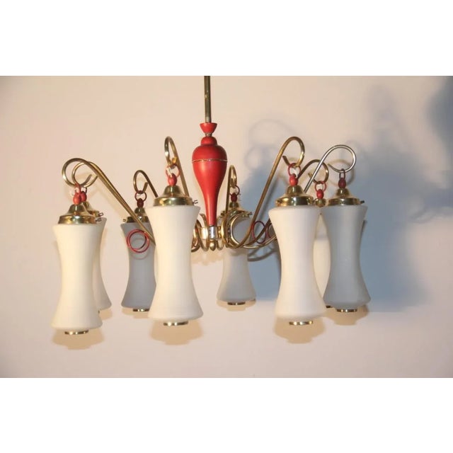 Mid-Century Italian Brass and Glass Chandelier, 1950s For Sale - Image 6 of 18