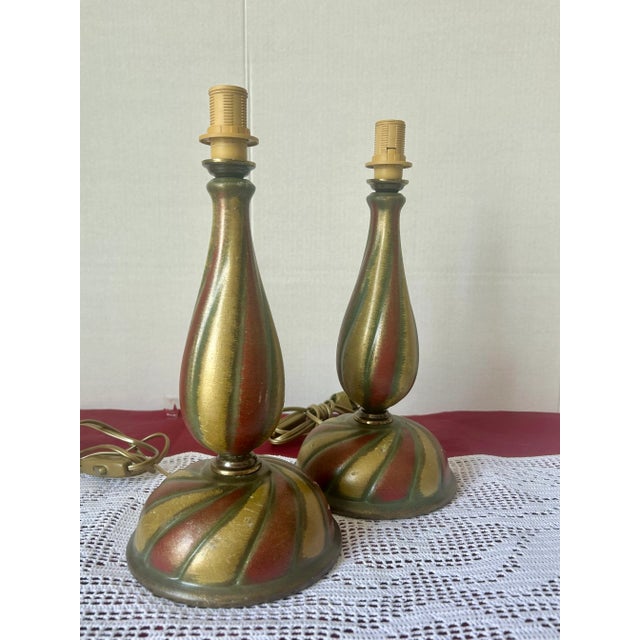 Vintage Swirl Ceramic Lamps, 1960s, Set of 2 For Sale - Image 6 of 6