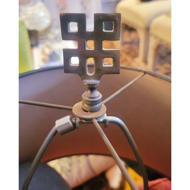 Vintage Chinoiserie Colorful Ceramic Camel Ginger Jar Palm Beach Regency Leopard Shade Table Lamp For Sale - Image 10 of 11