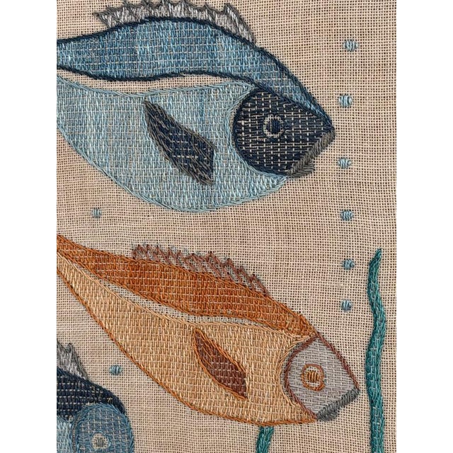 Mid-Century Modern Maritime Wall Art with Embroidered Fish, Sweden, 1970s For Sale - Image 11 of 14