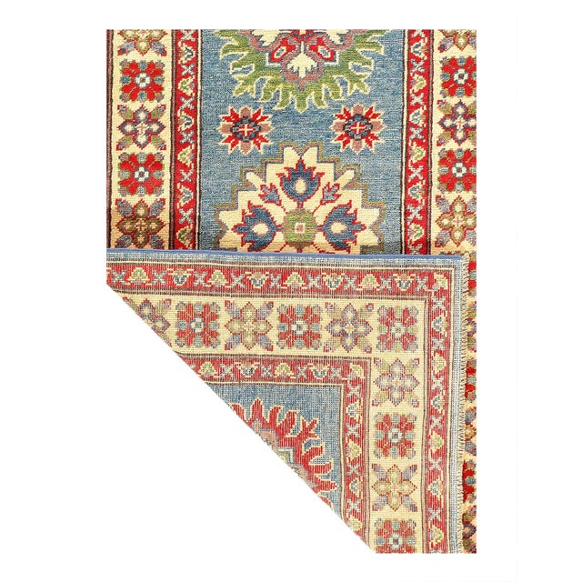 Traditional Fine Hand Knotted Kazak Runner For Sale - Image 3 of 4