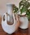 Double Abstract Glazed White Pottery Vase For Sale - Image 4 of 7
