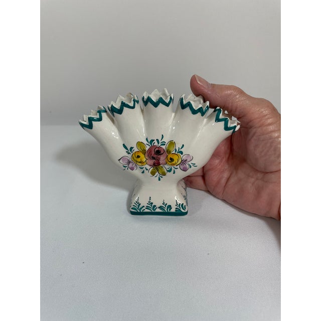 Mid 20th Century Portuguese Petite Majolica Five Finger Tulip Vase Tulipiere For Sale - Image 12 of 17