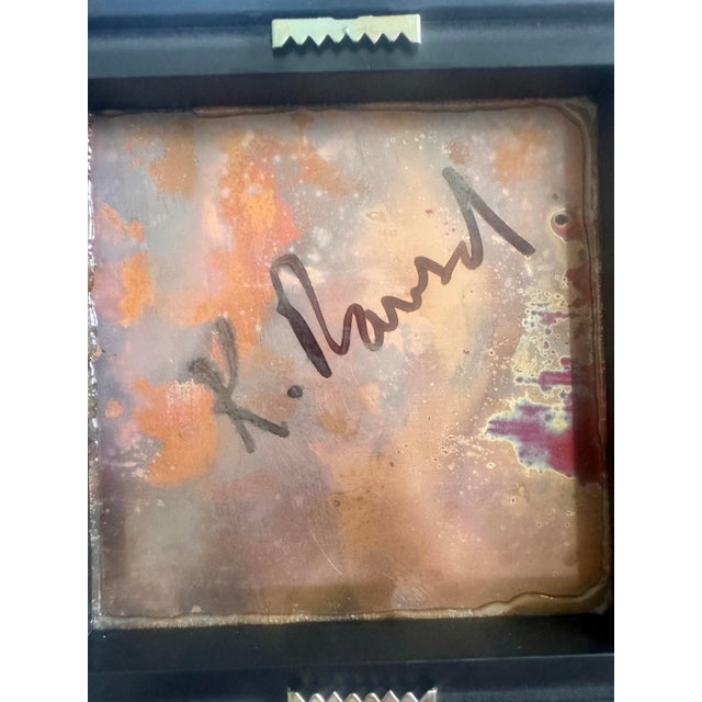 Abstract Ken Rausch Abstract Paintings on Copper, Signed Pair For Sale - Image 3 of 7
