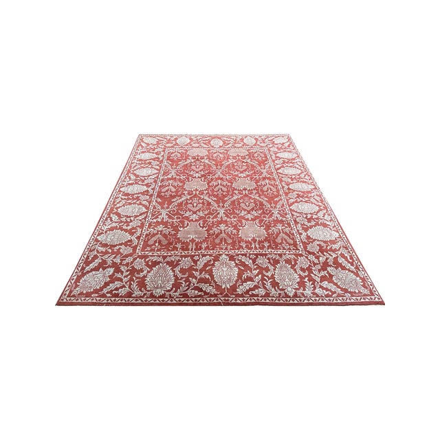 Exact Size: 7'9" x 9'4 Color: Red Age: New Materials: Wool Construction: Hand Knotted Origin: India