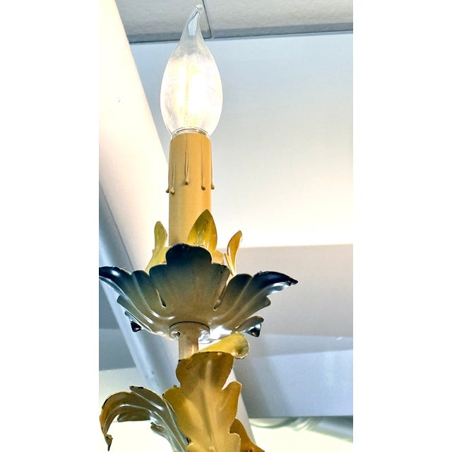 Boho Chic Vintage Painted Metal Flower Chandelier For Sale - Image 3 of 7