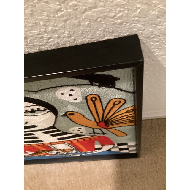 1990s Frida Kahlo Picasso Inspired Yarn Fiber Knit Wall Art Day of the Dead Hispanic Skull Graphics Tropical Bird For Sale - Image 5 of 9