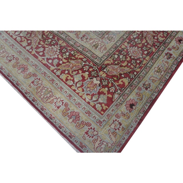 1920s Blue Floral Antique Persian Moud Rug 10'1"x13'7" Handknotted Wool Carpet For Sale - Image 4 of 9