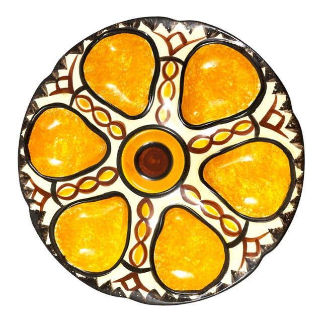 1970s Henriot Quimper French Faïence Hand Painted Oyster Plate For Sale