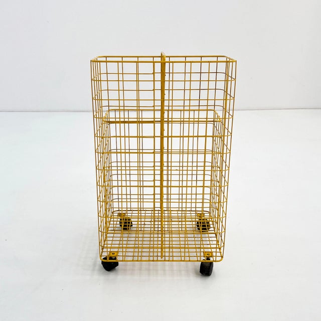1980s Yellow Wire Storage on Wheels, 1980s For Sale - Image 5 of 9