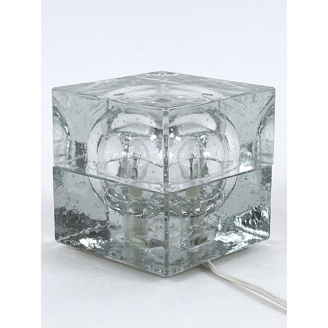 Mid-Century Modern Hand-Blown Ice Glass Cube Table Lamp from Wila, Germany, 1970s For Sale - Image 13 of 18