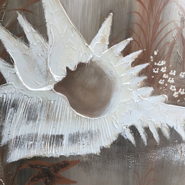 Wood 1980s Abstract Shell Painting by Lee Reynolds, Framed For Sale - Image 7 of 12