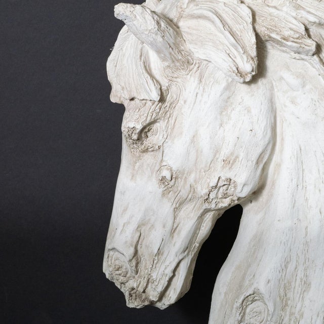 Composition Faux Wood Horse Head Sculpture For Sale - Image 10 of 12