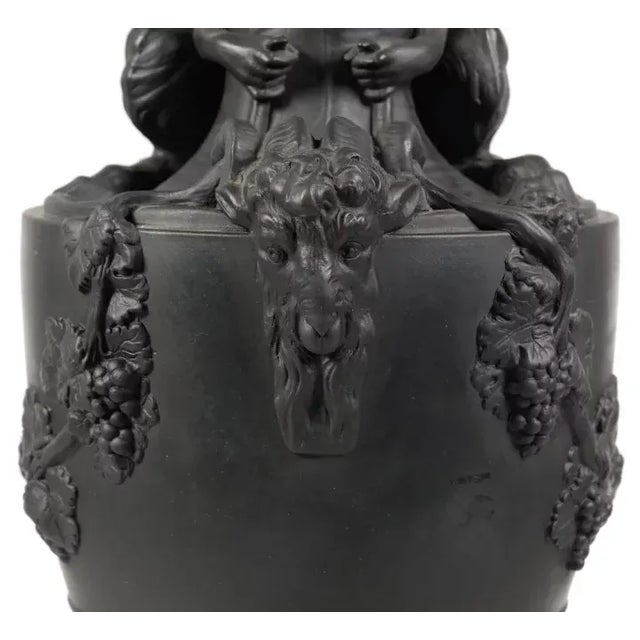 Ceramic Antique 19th Century Wedgwood Basalt Ewer Urn "Sacred to Bacchus" After a Model by John Flaxman For Sale - Image 7 of 10