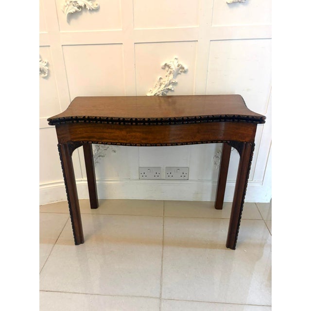 Late 18th Century Antique Georgian Chippendale Mahogany Serpentine Console Card Table, 1770s For Sale - Image 5 of 12