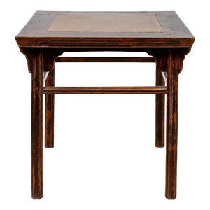 Chinese 19th Century Elmwood Center Hall Table with Ming Dynasty Stone Inset