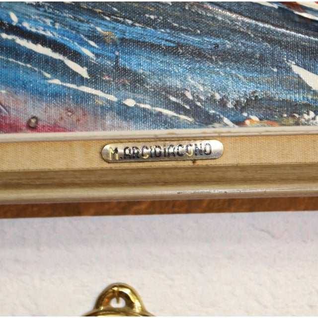 Original Arcidiancono Framed Oil Painting "Sunrise Grand Harbor Malta" For Sale - Image 4 of 9