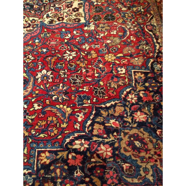 Persian Vintage Persian Khorassan Rug, Hand-Knotted Wool, Floral Pattern, Crimson & Camel, 9x12 For Sale - Image 3 of 14
