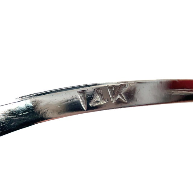 Mid 20th Century Vintage 14k White Gold Carnelian & Diamond Statement Ring, Size 4.75 For Sale - Image 5 of 5