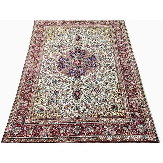 1970s Old Persian Tabriz Area Rug 7’10” X 11’4″ For Sale In Dallas - Image 6 of 13