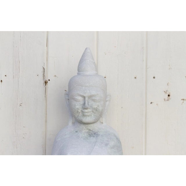 White Marble Bhumisparsha Buddha For Sale - Image 4 of 11