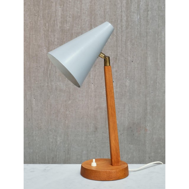 Oak, Metal and Brass Desk Lamp from Falkenbergs Belysning, Sweden, 1950s For Sale - Image 10 of 12
