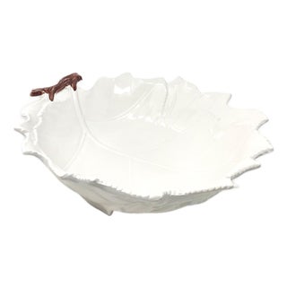 Leaf-Shaped Serving Bowl — The Mane Lion, Hand-Painted Italian Ceramic For Sale