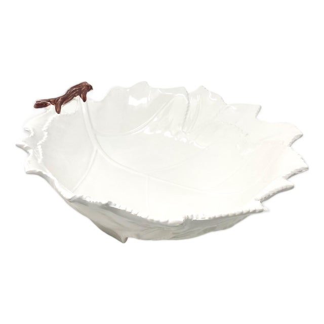 Leaf-Shaped Serving Bowl — The Mane Lion, Hand-Painted Italian Ceramic For Sale