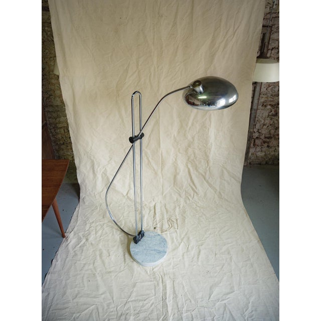 Large Italian Adjustable Arc Floor Lamp in Marble and Chrome, 1970s For Sale - Image 10 of 11
