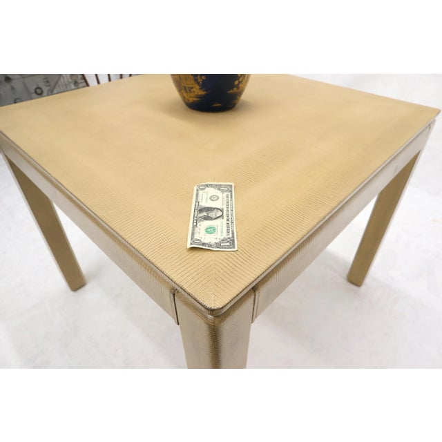 Off-white Karl Springer Embossed Leather Square Game Dining Table For Sale - Image 8 of 13