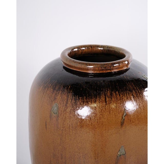 Ceramic Floor Vase with Brown Glaze For Sale - Image 6 of 10