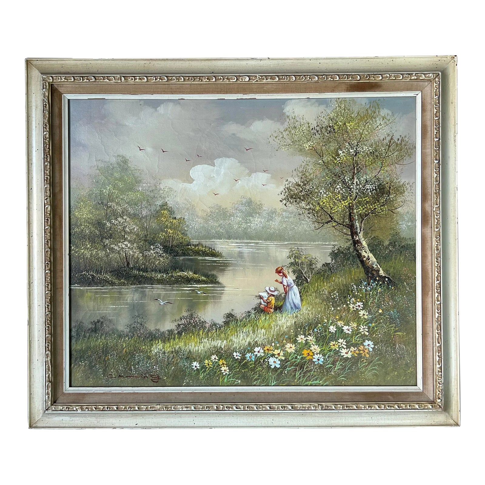 70's Charles Manning Impressionist Oil on Canvas Painting, Signed 