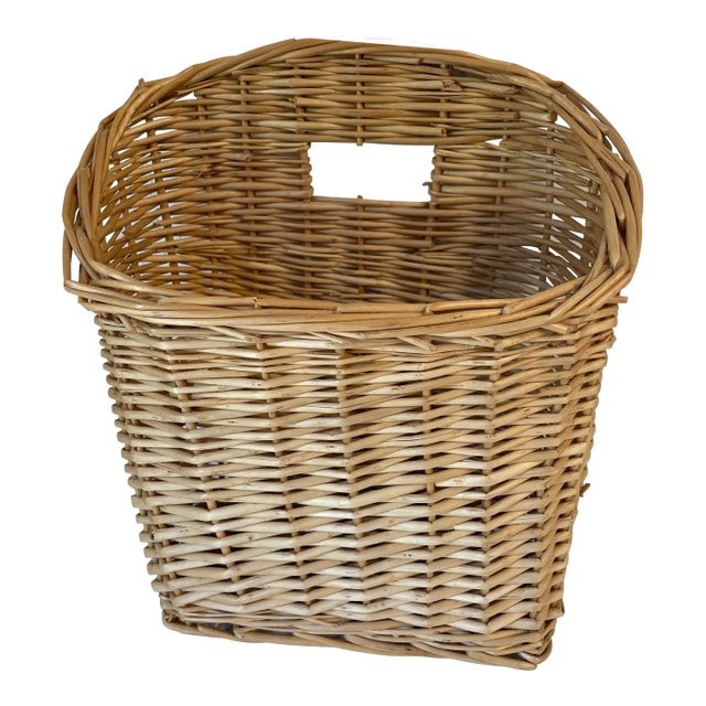 Vintage Wicker Wall Basket For Sale