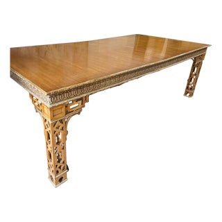Dennis & Leen Chinese Chippendale Mahogany & Giltwood Dining Table For Sale