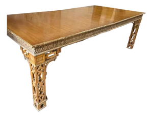 Dennis & Leen Chinese Chippendale Mahogany & Giltwood Dining Table