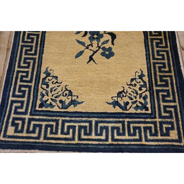 1900s Beige Medallion Floral Antique Chinese Peking Rug 2' 3''x 13' 6 Knotted Wool Carpet For Sale - Image 12 of 12