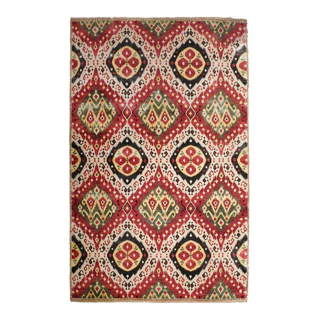 Genuine Hand-Knotted Ikat Rug. 8'x 10'3" For Sale