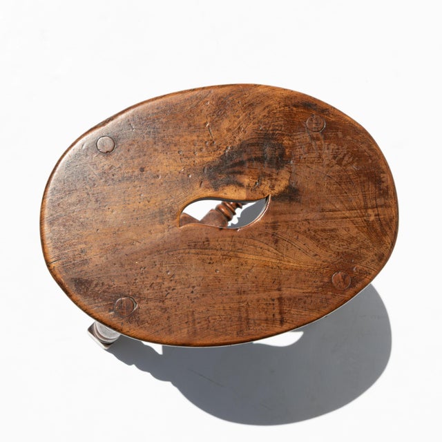 Late 19th Century Pair of Oval Oak Stools English Circa 1880 For Sale - Image 5 of 6