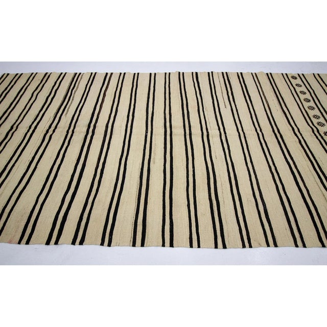 Contemporary 1960s Vintage Striped Natural Kilim Rug- 6′2″ × 12′1″ For Sale - Image 3 of 7