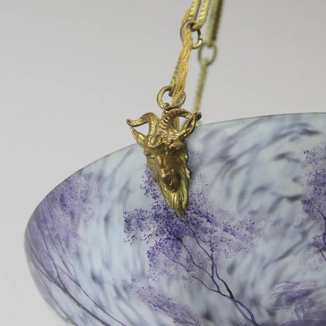 French Art Nouveau Enameled Ceiling Lamp For Sale - Image 4 of 14