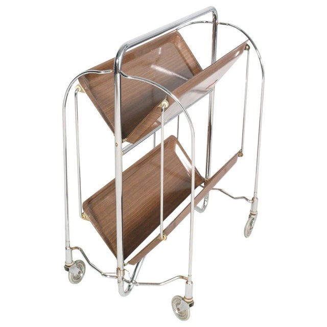 1970s Vintage German Formica and Chrome Serving Cart For Sale - Image 5 of 5