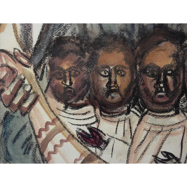 God the Father and His Children Gouache by Tsuguharu Foujita For Sale - Image 5 of 8