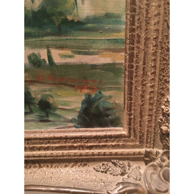 Traditional 1953 "Tritea Greece" Grecian Landscape Oil Painting by Spacuzza, Framed For Sale - Image 3 of 10