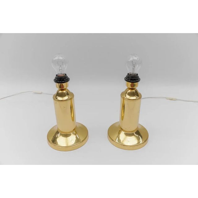 Metal Mid-Century Modern Table Lamp in Brass, 1960s, Set of 2 For Sale - Image 7 of 9