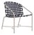 Brown Jordan Kantan Aluminum Suncloth Arm Chair, Dove frame with Marine fabric For Sale