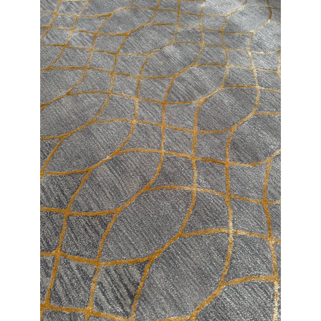 7ft 7in × 9ft 8in Bashian Greenwich Gray + Gold Geometric Area Rug For Sale - Image 4 of 9