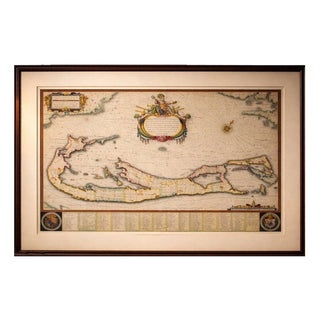 Hand-Colored Bermuda Map with Somers Isles from Blaeu, 1642 For Sale