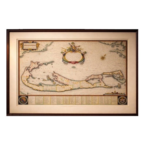 Hand-Colored Bermuda Map with Somers Isles from Blaeu, 1642 For Sale
